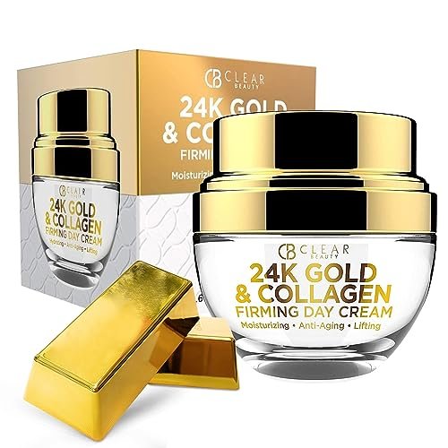 Clear Beauty 24K Gold & Collagen Day Cream Face Moisturizer – Anti Aging Korean Skin Care, Vegan, Dermatologist Tested, 1.69 Fl Oz - görsel 2