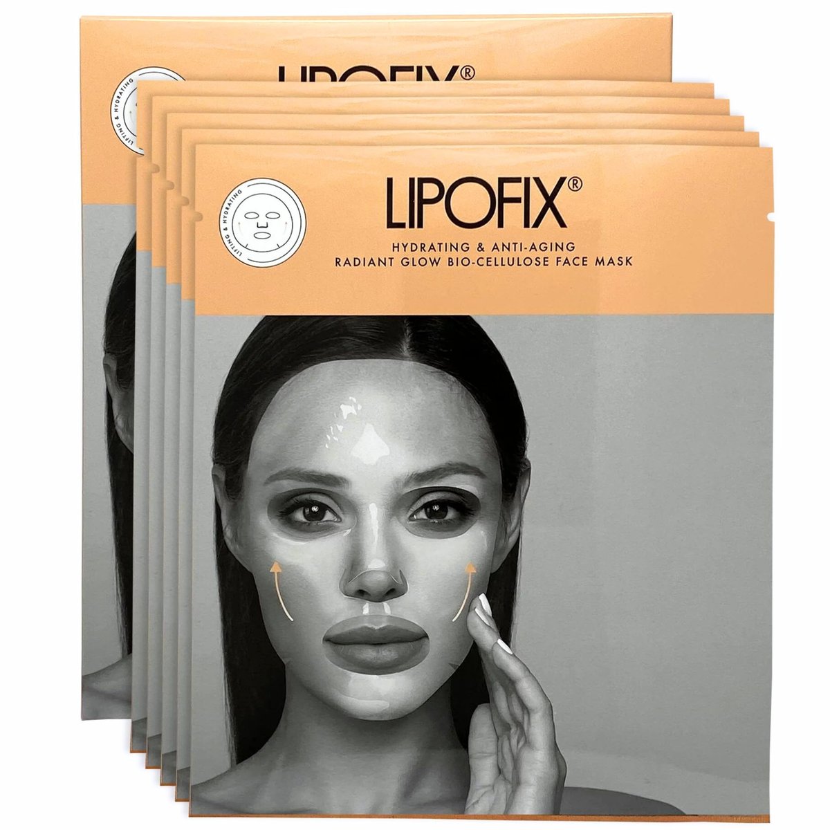 LIPOFIX Bio-Cellulose Anti-Aging Face Mask – Hydrating & Lifting Sheet Mask with 17 Amino Acids, Collagen Boosting, Wrinkle Reducing Spa Treatment for All Skin Types – 5 Pack Avelisse