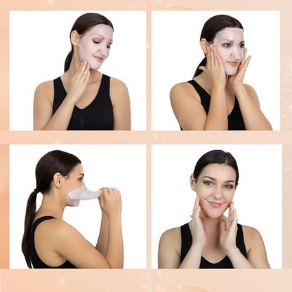 LIPOFIX Bio-Cellulose Anti-Aging Face Mask – Hydrating & Lifting Sheet Mask with 17 Amino Acids, Collagen Boosting, Wrinkle Reducing Spa Treatment for All Skin Types – 5 Pack Avelisse