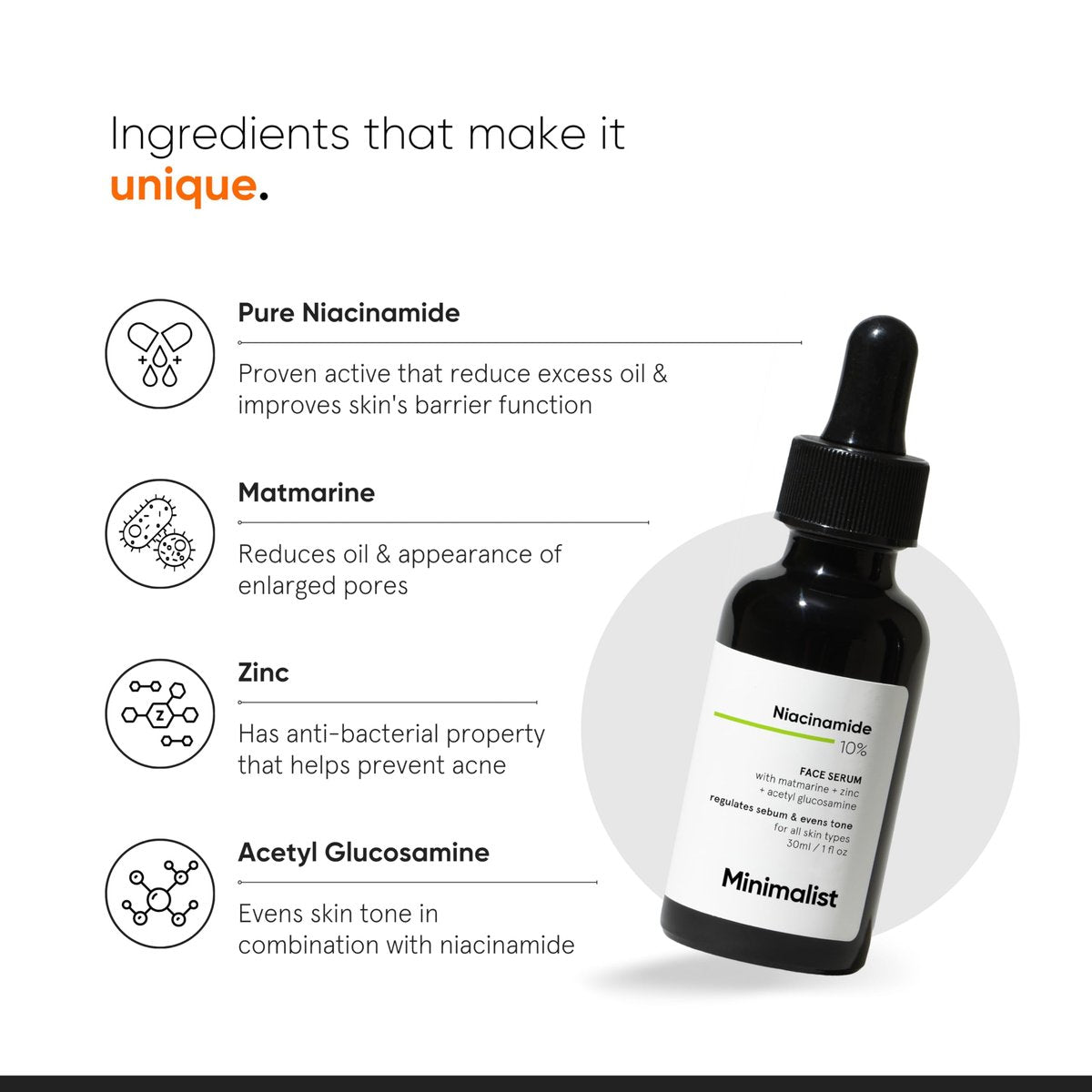 Minimalist Niacinamide 10% + 1% Zinc Face Serum | Reduces Pores, Acne Marks & Oil | Even Skin Tone | 30 ml - görsel 7
