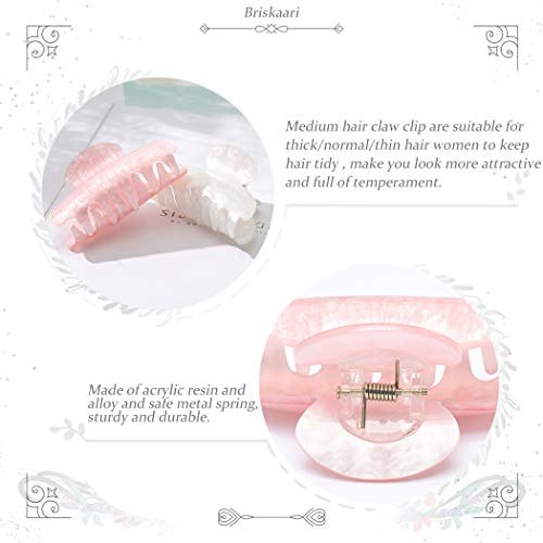 Brinie Hair Claw Clamps - Pink Hair Barrettes Medium Non Slip Clips for Women and Girls (2 Pack) Avelisse