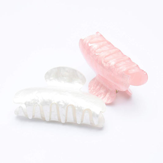 Brinie Hair Claw Clamps - Pink Hair Barrettes Medium Non Slip Clips for Women and Girls (2 Pack) Avelisse