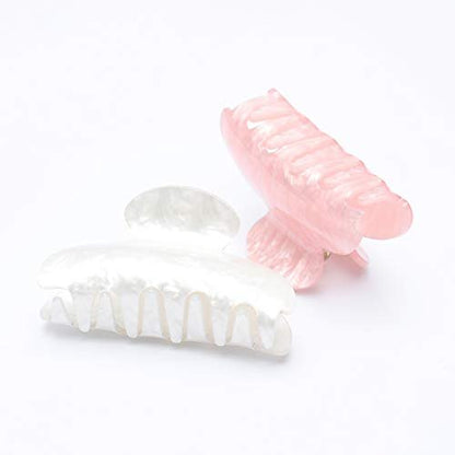 Brinie Hair Claw Clamps - Pink Hair Barrettes Medium Non Slip Clips for Women and Girls (2 Pack) Avelisse