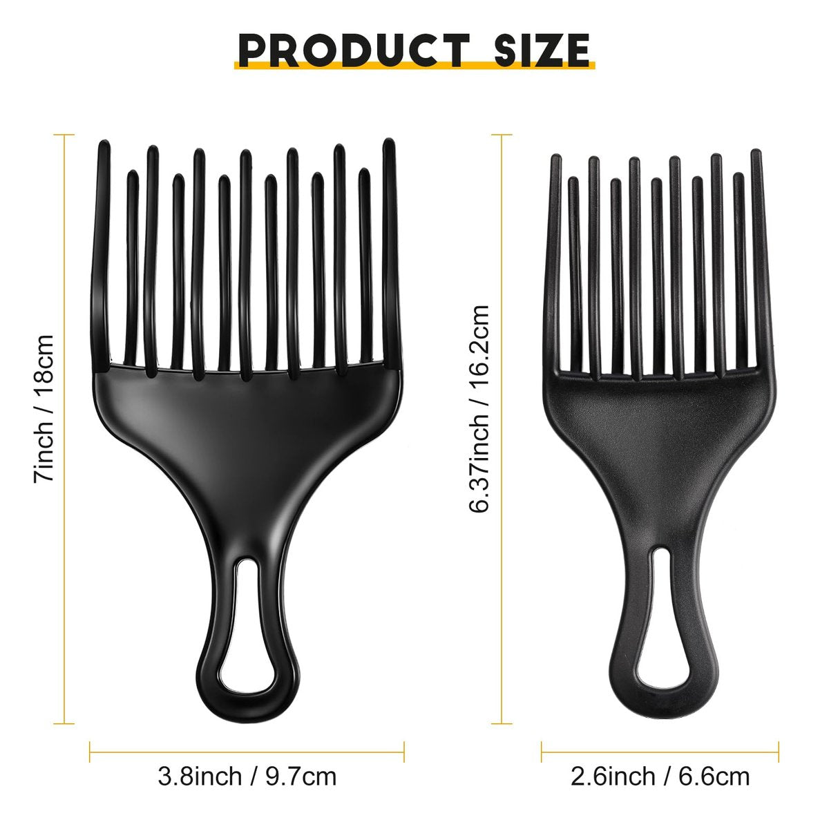 2 Pieces Double Fist Hair Lift Combs - Large and Small Plastic Detangle Wig Braid Pick Hair Styling Tool for Women Men (3.8 x 7 Inch, 2.6 x 6.4 Inch) - görsel 5
