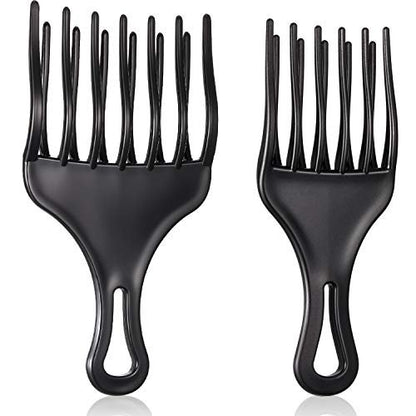 2 Pieces Double Fist Hair Lift Combs - Large and Small Plastic Detangle Wig Braid Pick Hair Styling Tool for Women Men (3.8 x 7 Inch, 2.6 x 6.4 Inch)