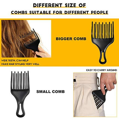 2 Pieces Double Fist Hair Lift Combs - Large and Small Plastic Detangle Wig Braid Pick Hair Styling Tool for Women Men (3.8 x 7 Inch, 2.6 x 6.4 Inch)
