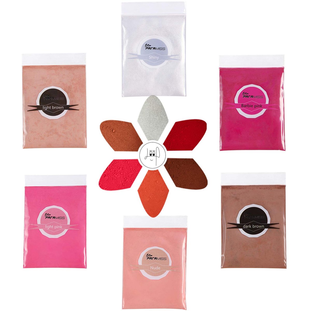 PARAMISS Lip Gloss Pigment Powder - 5 Nude Colors + White Pearl Shimmer, Cosmetic Grade Lip Dye for DIY Lip Gloss & Eyeshadow Avelisse