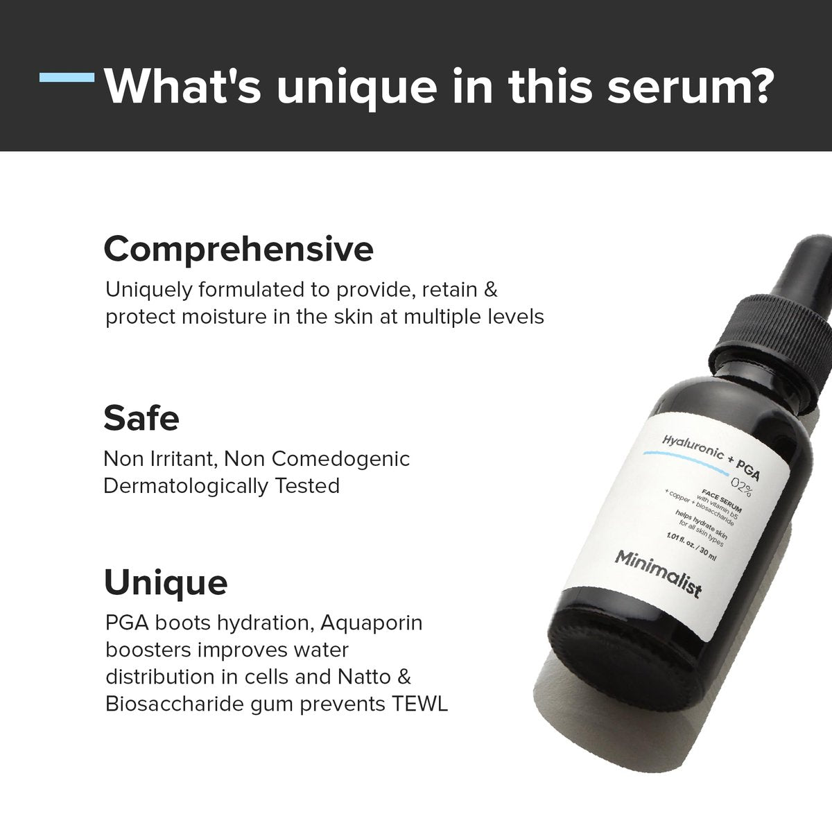 Minimalist Hyaluronic Acid + PGA 2% Face Serum - Multi-Depth Hydration for Plumper, Smoother Skin - 1 Fl Oz (30 ml) Avelisse