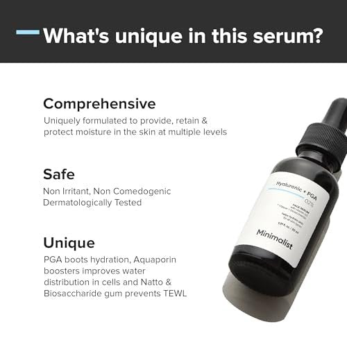 Minimalist Hyaluronic Acid + PGA 2% Face Serum - Multi-Depth Hydration for Plumper, Smoother Skin - 1 Fl Oz (30 ml) Avelisse