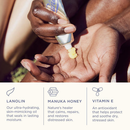 Lanolips Golden Dry Skin Salve - Lanolin Oil Healing Ointment with Vitamin E & Manuka Honey - Body Moisturizer for Dry Skin - Relief for Dry Hands & Cracked Lips - Dermatologist Tested (25g) Avelisse