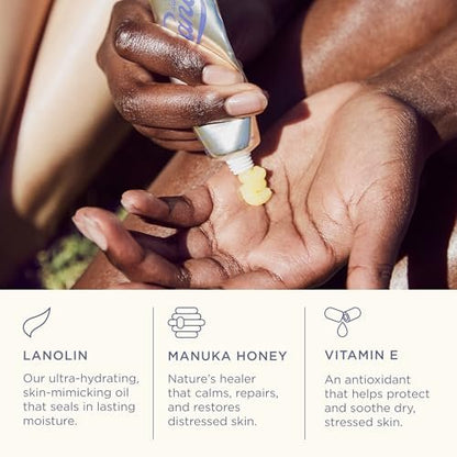 Lanolips Golden Dry Skin Salve - Lanolin Oil Healing Ointment with Vitamin E & Manuka Honey - Body Moisturizer for Dry Skin - Relief for Dry Hands & Cracked Lips - Dermatologist Tested (25g) Avelisse