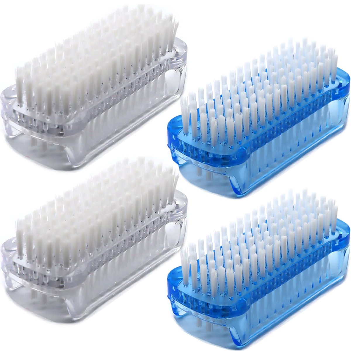Nail Brush Two Sided Hand Fingernail Scrub Brushes - Soft & Stiff Bristles Scrubber for Nails, Toes Cleaning - for Men, Women, Kids - 4 Pack - görsel 1