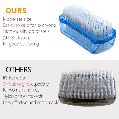 Nail Brush Two Sided Hand Fingernail Scrub Brushes - Soft & Stiff Bristles Scrubber for Nails, Toes Cleaning - for Men, Women, Kids - 4 Pack - görsel 4