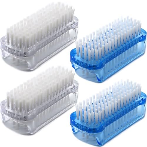 Nail Brush Two Sided Hand Fingernail Scrub Brushes - Soft & Stiff Bristles Scrubber for Nails, Toes Cleaning - for Men, Women, Kids - 4 Pack - görsel 2