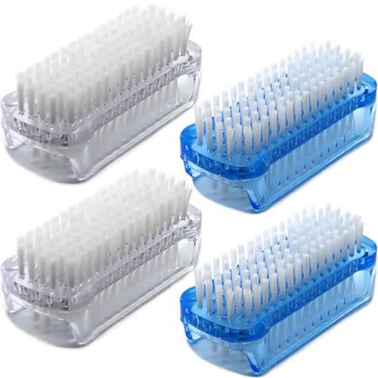 Nail Brush Two Sided Hand Fingernail Scrub Brushes - Soft & Stiff Bristles Scrubber for Nails, Toes Cleaning - for Men, Women, Kids - 4 Pack