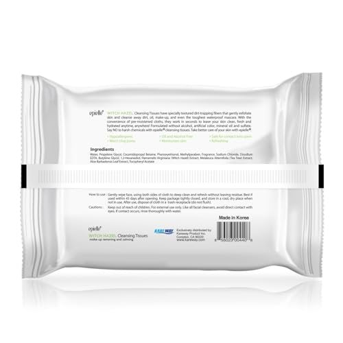 Epielle Witch Hazel Makeup Remover Wipes - Gentle Daily Facial Cleanser Towelettes, 180 Count (6 Packs of 30) Avelisse