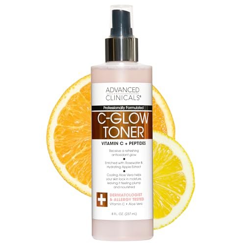 Advanced Clinicals Vitamin C Glow Facial Mist Toner - Antioxidant Face Mist with Rosewater, Ferulic Acid & Peptides for Instant Hydration, Non-Greasy, 8 Fl Oz - görsel 2