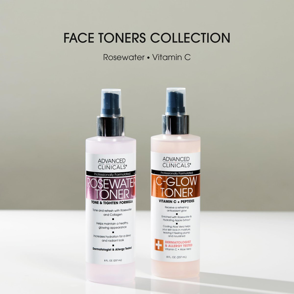Advanced Clinicals Vitamin C Glow Facial Mist Toner - Antioxidant Face Mist with Rosewater, Ferulic Acid & Peptides for Instant Hydration, Non-Greasy, 8 Fl Oz - görsel 17