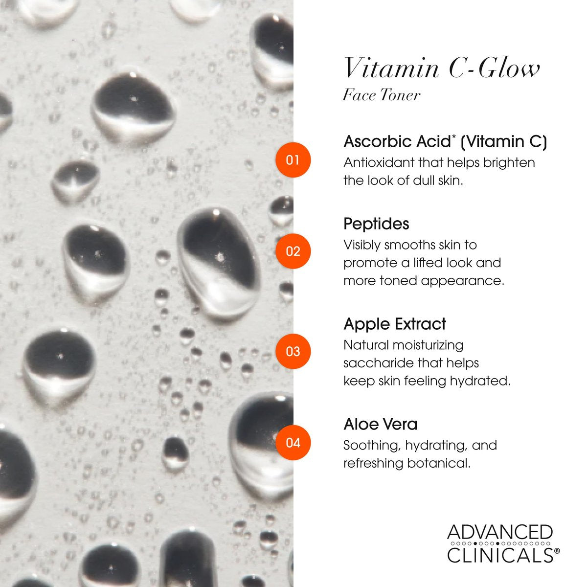 Advanced Clinicals Vitamin C Glow Facial Mist Toner - Antioxidant Face Mist with Rosewater, Ferulic Acid & Peptides for Instant Hydration, Non-Greasy, 8 Fl Oz - görsel 7