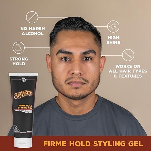 Suavecito Firme (Strong) Hold Styling Gel 8 oz - Original Scent, High Shine - Alcohol Free - Won't Dry or Flake, Lasts All Day, Works On All Hair Types And Textures Avelisse