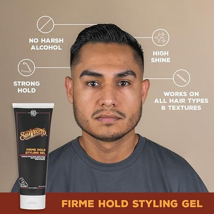 Suavecito Firme (Strong) Hold Styling Gel 8 oz - Original Scent, High Shine - Alcohol Free - Won't Dry or Flake, Lasts All Day, Works On All Hair Types And Textures Avelisse