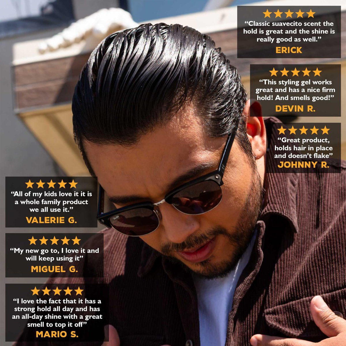 Suavecito Firme (Strong) Hold Styling Gel 8 oz - Original Scent, High Shine - Alcohol Free - Won't Dry or Flake, Lasts All Day, Works On All Hair Types And Textures Avelisse
