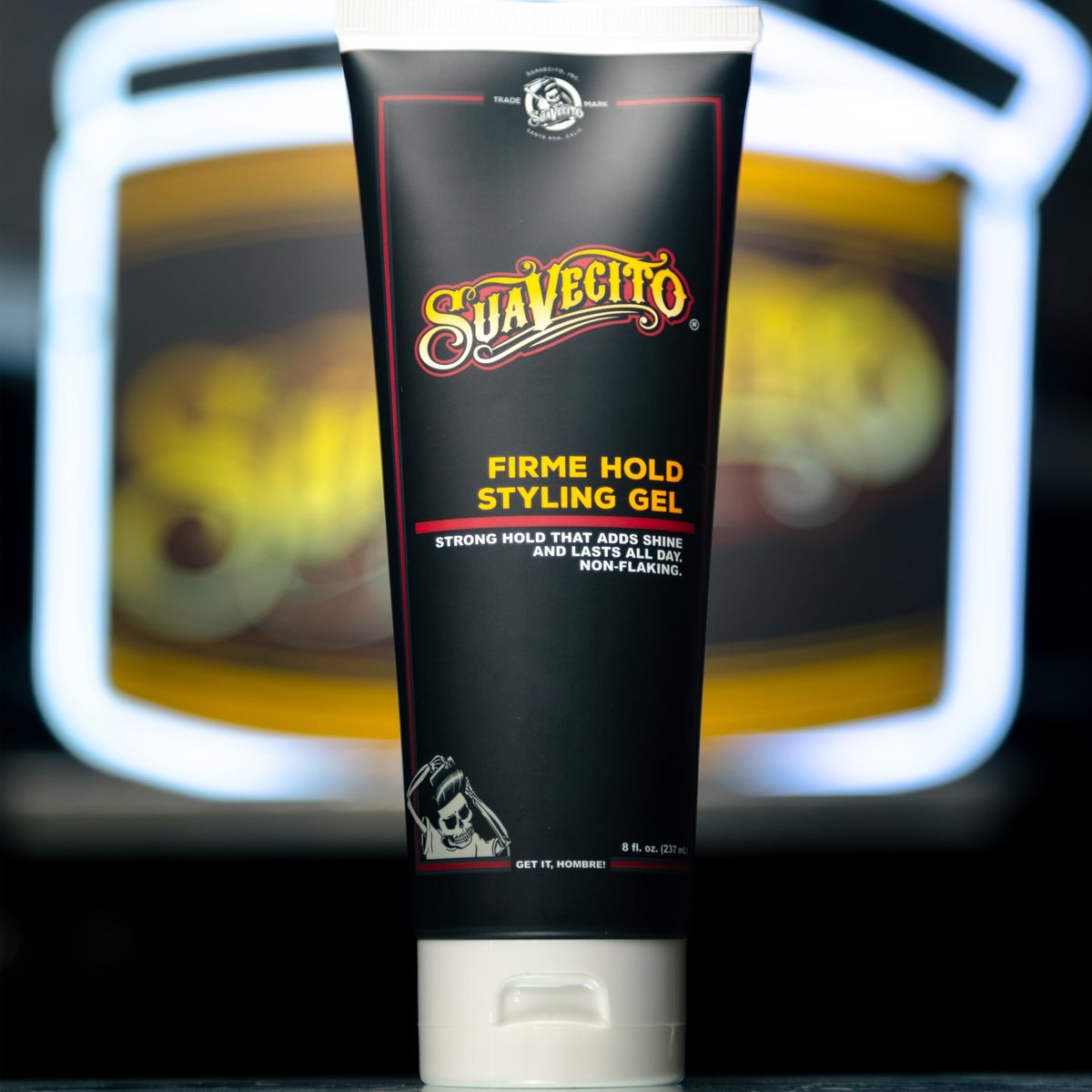 Suavecito Firme (Strong) Hold Styling Gel 8 oz - Original Scent, High Shine - Alcohol Free - Won't Dry or Flake, Lasts All Day, Works On All Hair Types And Textures Avelisse