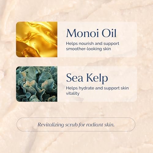 Exfoliating Face Scrub with Monoi Oil & Sea Kelp – Clarifying & Firming Facial Exfoliator – Vegan, Paraben-Free, 5.1 fl oz Avelisse