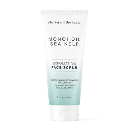 Exfoliating Face Scrub with Monoi Oil & Sea Kelp – Clarifying & Firming Facial Exfoliator – Vegan, Paraben-Free, 5.1 fl oz Avelisse