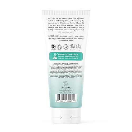 Exfoliating Face Scrub with Monoi Oil & Sea Kelp – Clarifying & Firming Facial Exfoliator – Vegan, Paraben-Free, 5.1 fl oz Avelisse