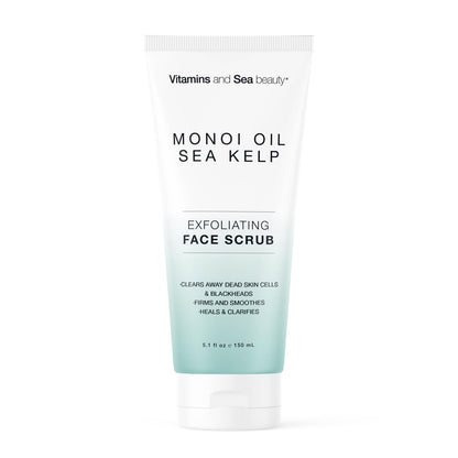 Exfoliating Face Scrub with Monoi Oil & Sea Kelp – Clarifying & Firming Facial Exfoliator – Vegan, Paraben-Free, 5.1 fl oz Avelisse