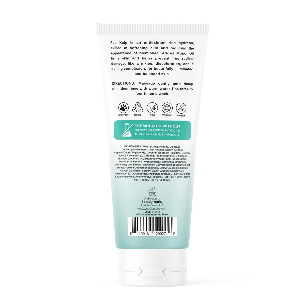 Exfoliating Face Scrub with Monoi Oil & Sea Kelp – Clarifying & Firming Facial Exfoliator – Vegan, Paraben-Free, 5.1 fl oz Avelisse