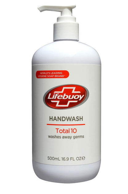 Lifebuoy Total 10 Hand Wash, 16.9 FL OZ (500 ml) - Antibacterial Liquid Soap