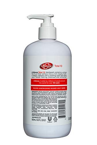 Lifebuoy Total 10 Hand Wash, 16.9 FL OZ (500 ml) - Antibacterial Liquid Soap - görsel 4