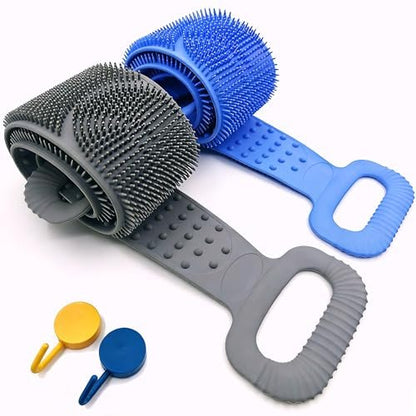 Sofine® 2 Pack Silicone Back Scrubber for Shower – 36-Inch Dual Sided Body Scrubber, Extra Long Handle, Exfoliating Back Brush for Men & Women Avelisse
