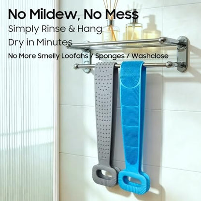 Sofine® 2 Pack Silicone Back Scrubber for Shower – 36-Inch Dual Sided Body Scrubber, Extra Long Handle, Exfoliating Back Brush for Men & Women Avelisse