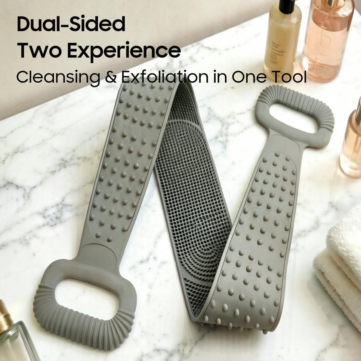 Sofine® 2 Pack Silicone Back Scrubber for Shower – 36-Inch Dual Sided Body Scrubber, Extra Long Handle, Exfoliating Back Brush for Men & Women Avelisse