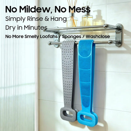 Sofine® 2 Pack Silicone Back Scrubber for Shower – 36-Inch Dual Sided Body Scrubber, Extra Long Handle, Exfoliating Back Brush for Men & Women Avelisse