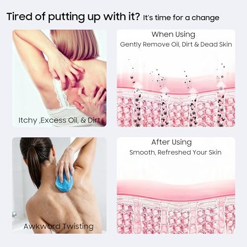Sofine® 2 Pack Silicone Back Scrubber for Shower – 36-Inch Dual Sided Body Scrubber, Extra Long Handle, Exfoliating Back Brush for Men & Women Avelisse