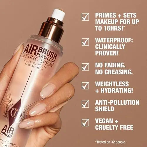 Charlotte Tilbury Airbrush Flawless Setting Spray - Ultra-Fine Hydrating Mist for 16-Hour Makeup Wear, Pore-Blurring & Skin-Soothing Avelisse