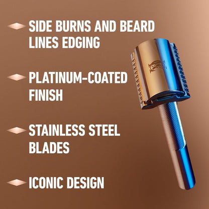 King C. Gillette Safety Razor - Chrome Plated Handle with 5 Platinum Coated Double Edge Blades Avelisse