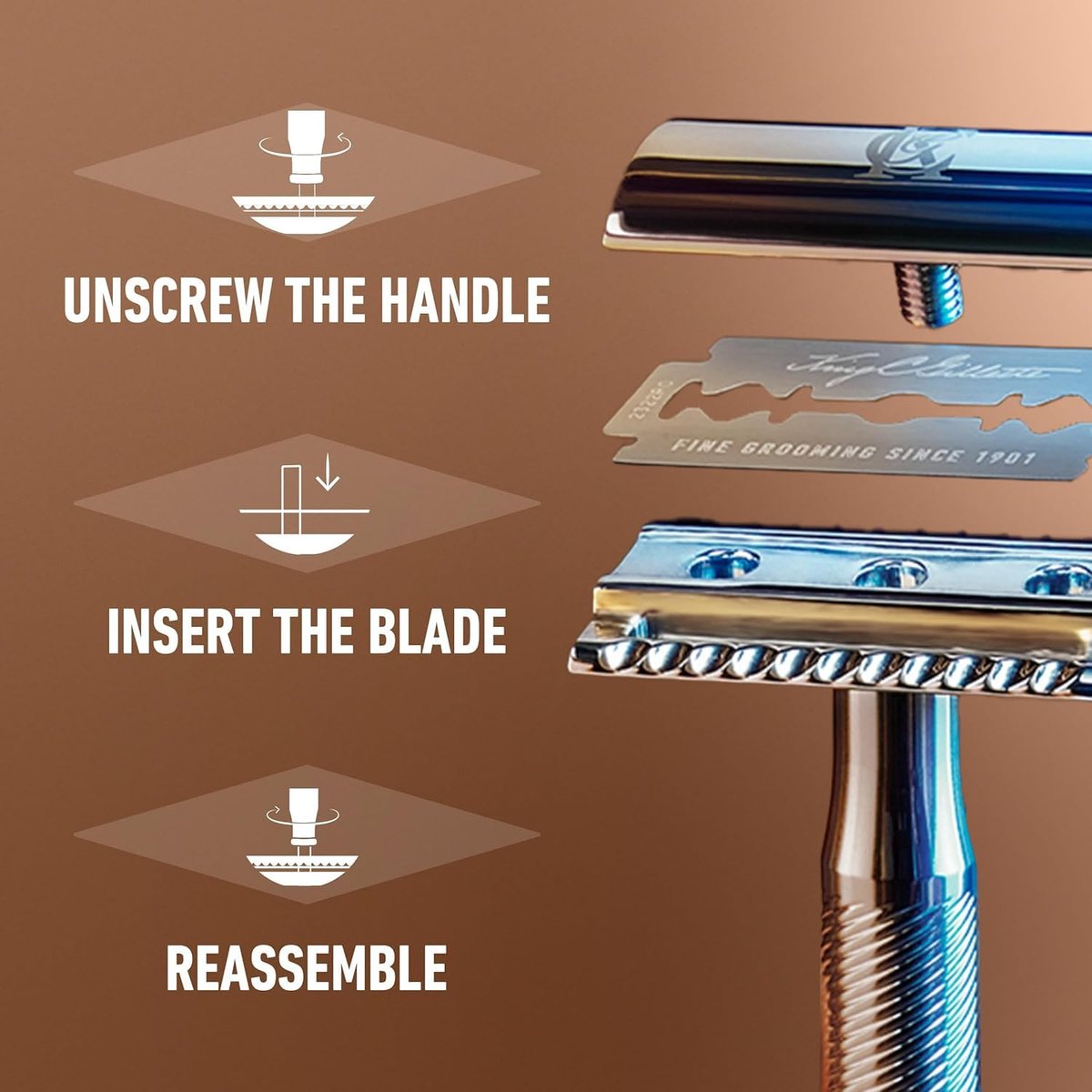 King C. Gillette Safety Razor - Chrome Plated Handle with 5 Platinum Coated Double Edge Blades Avelisse