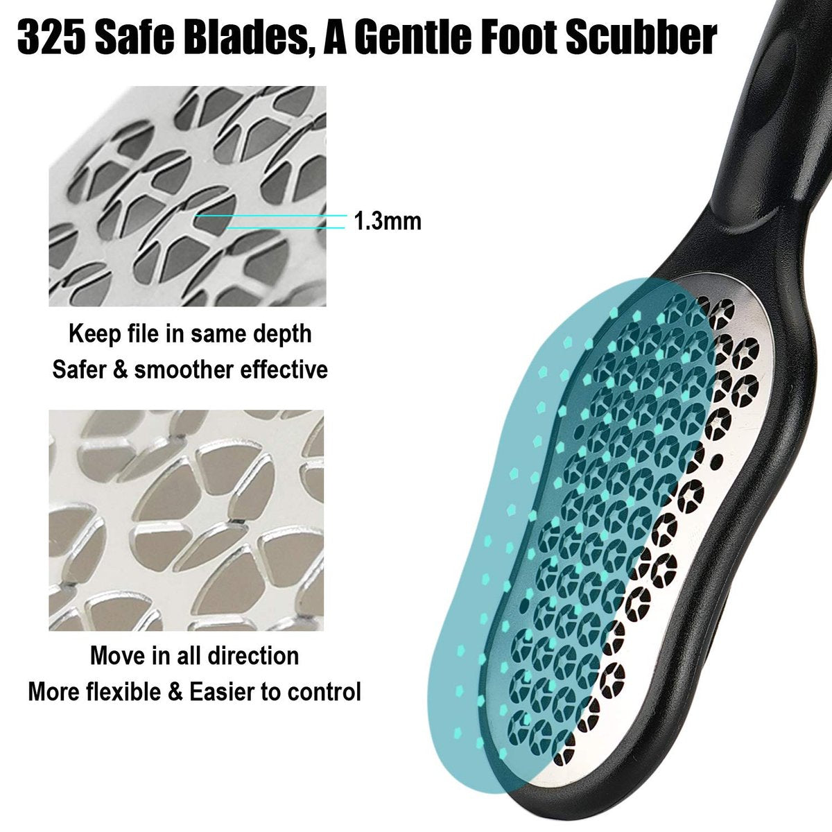 LePinko Foot Scrubber Set - Updated Blades, No Hurt Feet File, Powerful Pedicure Tool for Callus and Dead Skin Removal, Use in Shower or Dry, 2-Pack - görsel 5