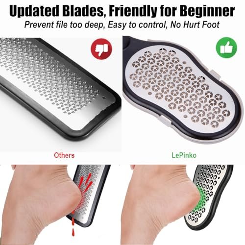 LePinko Foot Scrubber Set - Updated Blades, No Hurt Feet File, Powerful Pedicure Tool for Callus and Dead Skin Removal, Use in Shower or Dry, 2-Pack - görsel 8