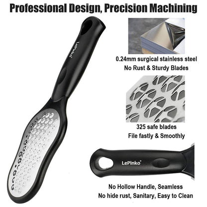 LePinko Foot Scrubber Set - Updated Blades, No Hurt Feet File, Powerful Pedicure Tool for Callus and Dead Skin Removal, Use in Shower or Dry, 2-Pack