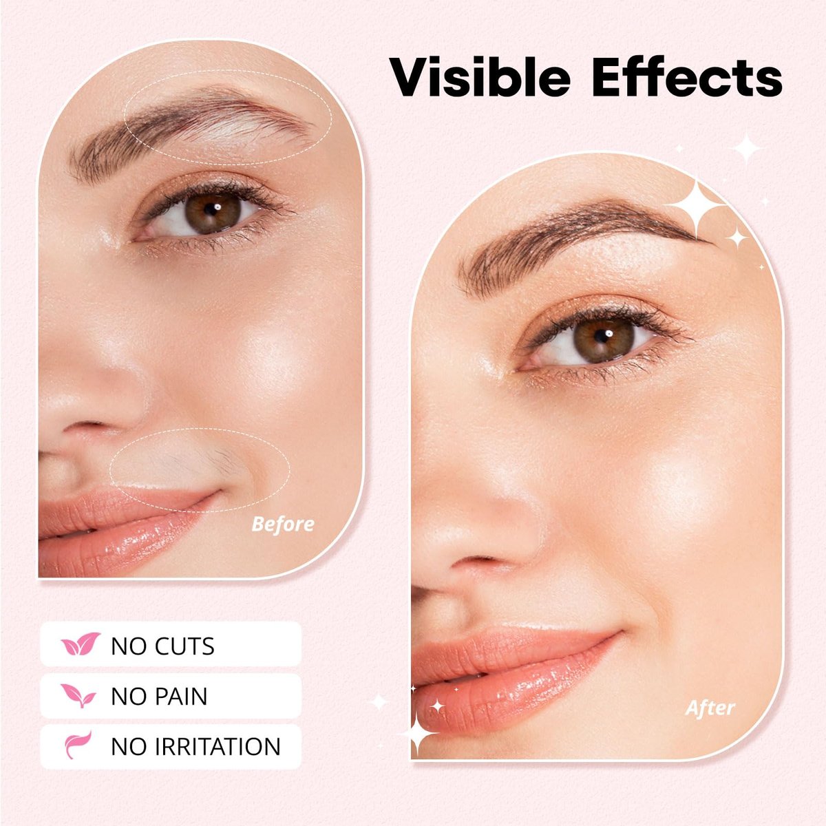 VG VOGCREST Women's Eyebrow Trimmer & Facial Hair Remover - 2 in 1 Double Rotating Blades, Painless, Hypoallergenic, Rechargeable Avelisse