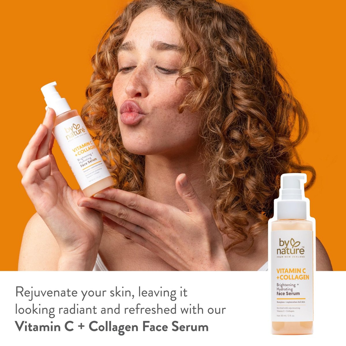 By Nature Vitamin C + Collagen Face Serum – Restore & Energize Tired Skin, Plumping Collagen, Turmeric, 3 fl oz - görsel 3