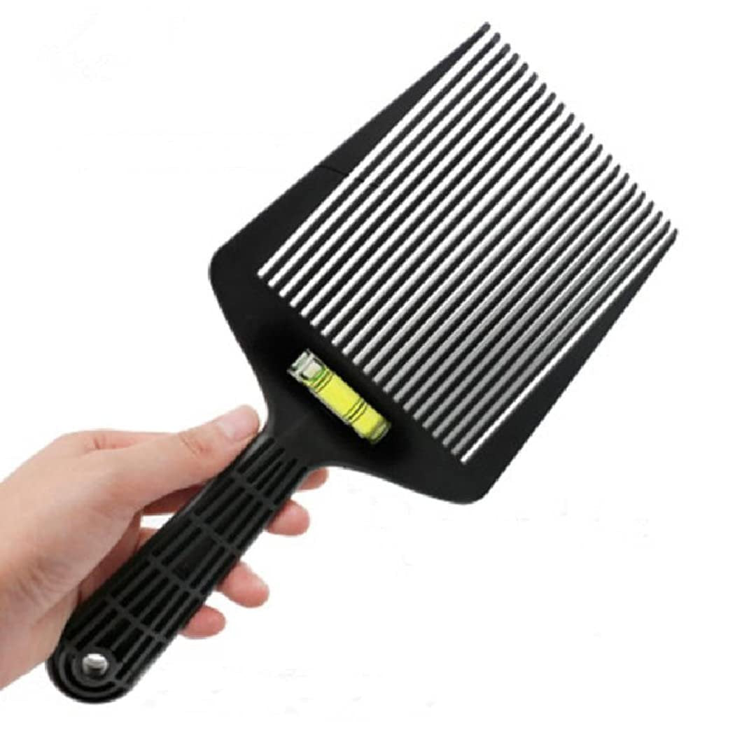 Eforlike Barber Flat Top Comb with Level - Precision Liquid Bang Oil Hair Cutting Angle Adjustment Large Teeth Comb Styling Tool (Black) Avelisse