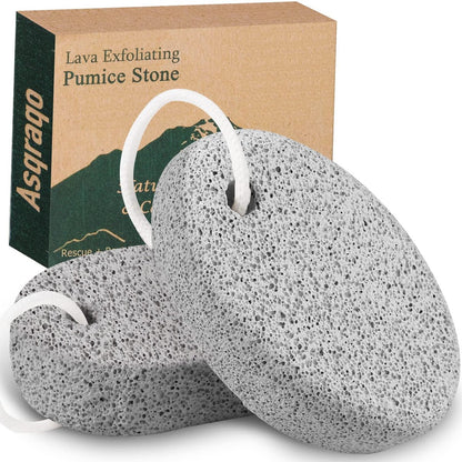2 Pack Natural Pumice Stone for Feet – Asqraqo Lava Pedicure Tools, Hard Skin & Callus Remover, Exfoliating Foot File for Dead Skin Removal