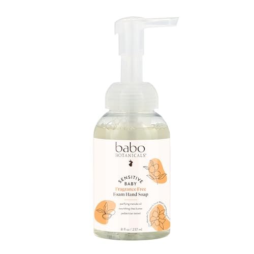 Babo Botanicals Sensitive Baby Fragrance-Free Foaming Hand Soap – Gentle Self-Foaming Wash with Manuka Oil, Shea Butter & Aloe Vera for Babies, Kids & Sensitive Skin – Vegan, 8 Fl Oz - görsel 2
